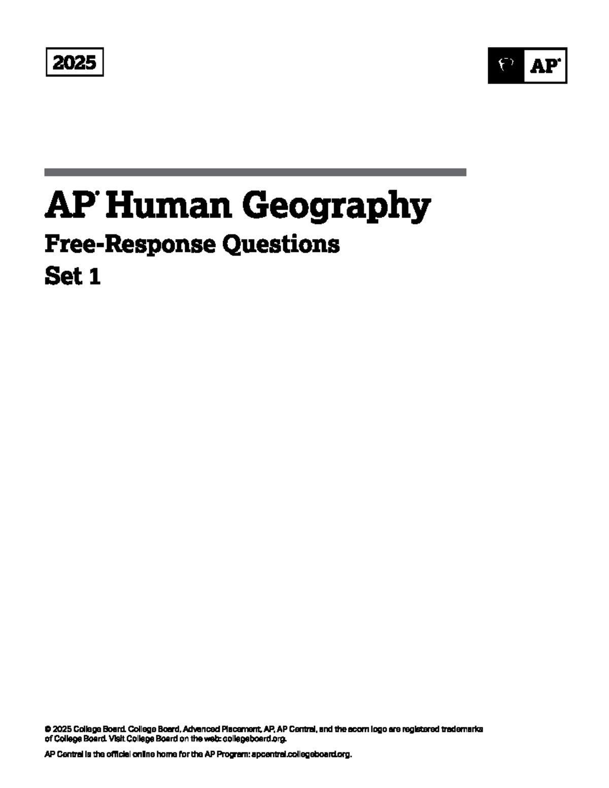 2025 AP Human Geography FRQ Exam Questions Set 1 - Studocu