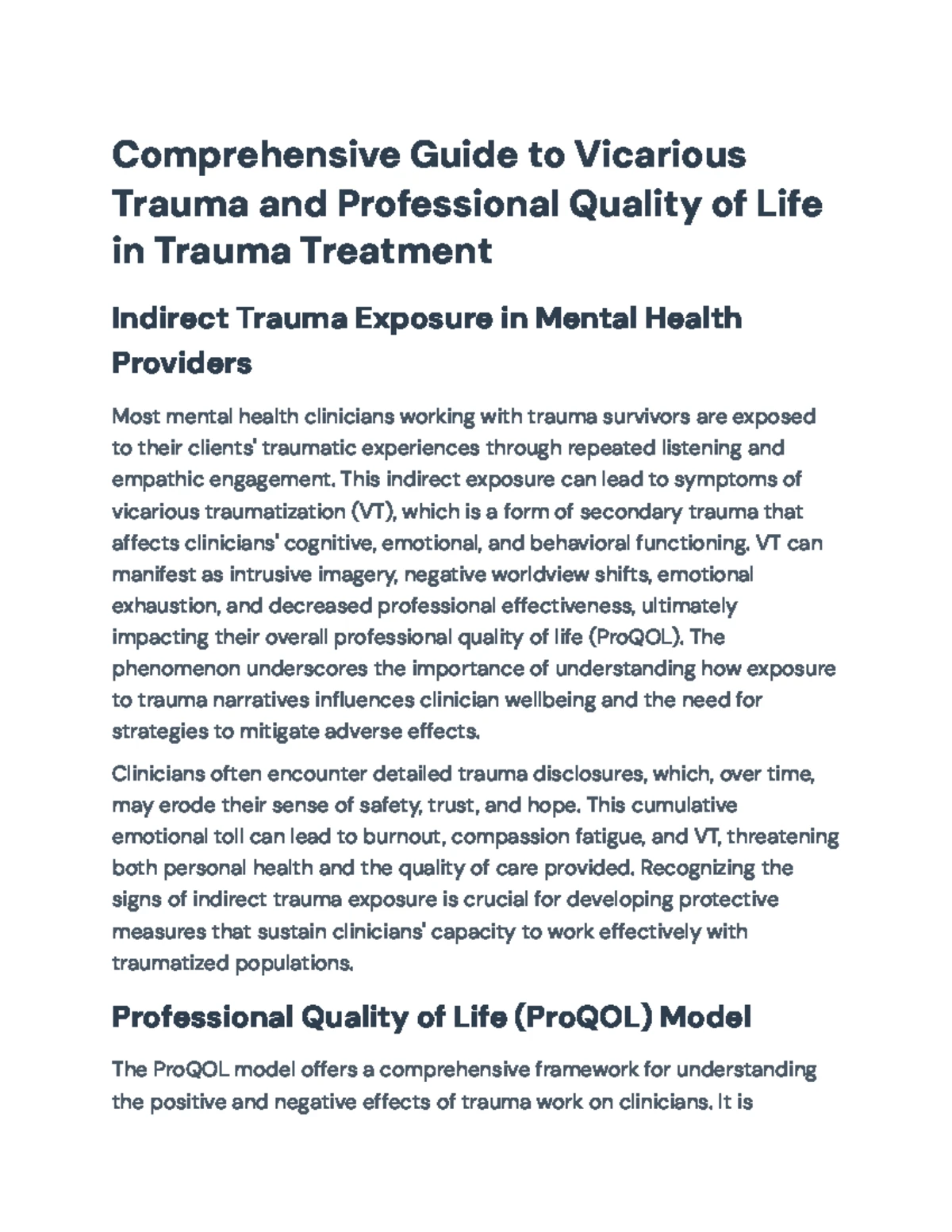 Spirituality and Vicarious Trauma Insights: A Qualitative Study (FINAL ...