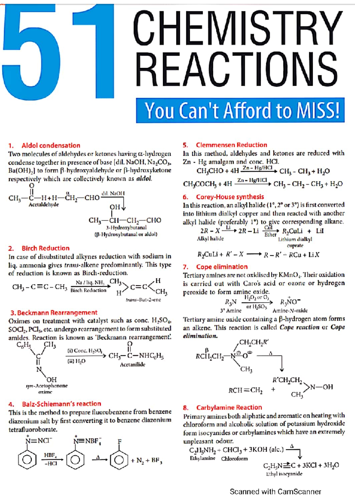 Organic Chemistry 51 Key Reactions You Can't Miss! - Studocu