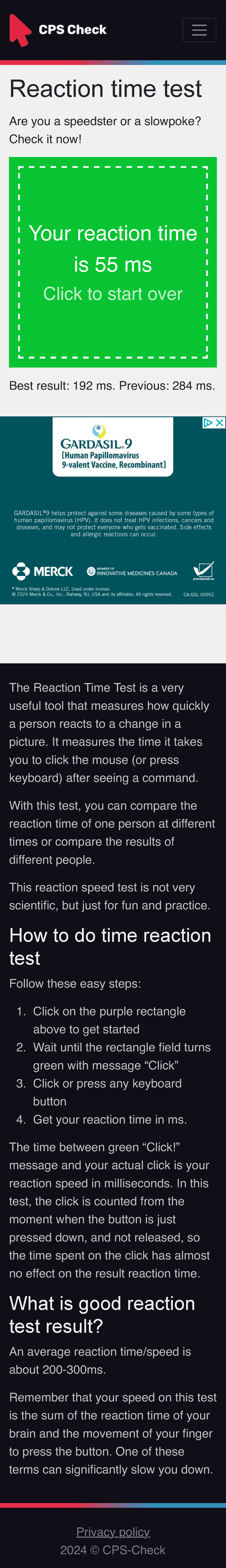 Reaction Time Test: Speedster or Slowpoke? CPS Check - Studocu