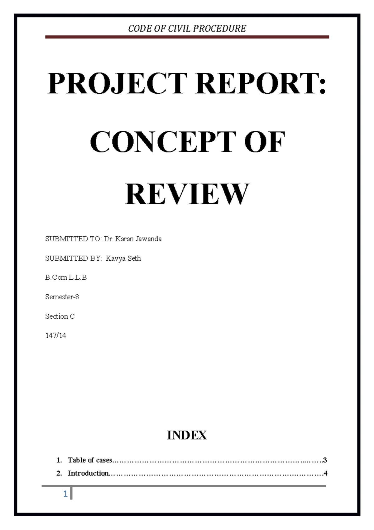 CPC Project lovedeep - Project Report On “Serving of summons to ...