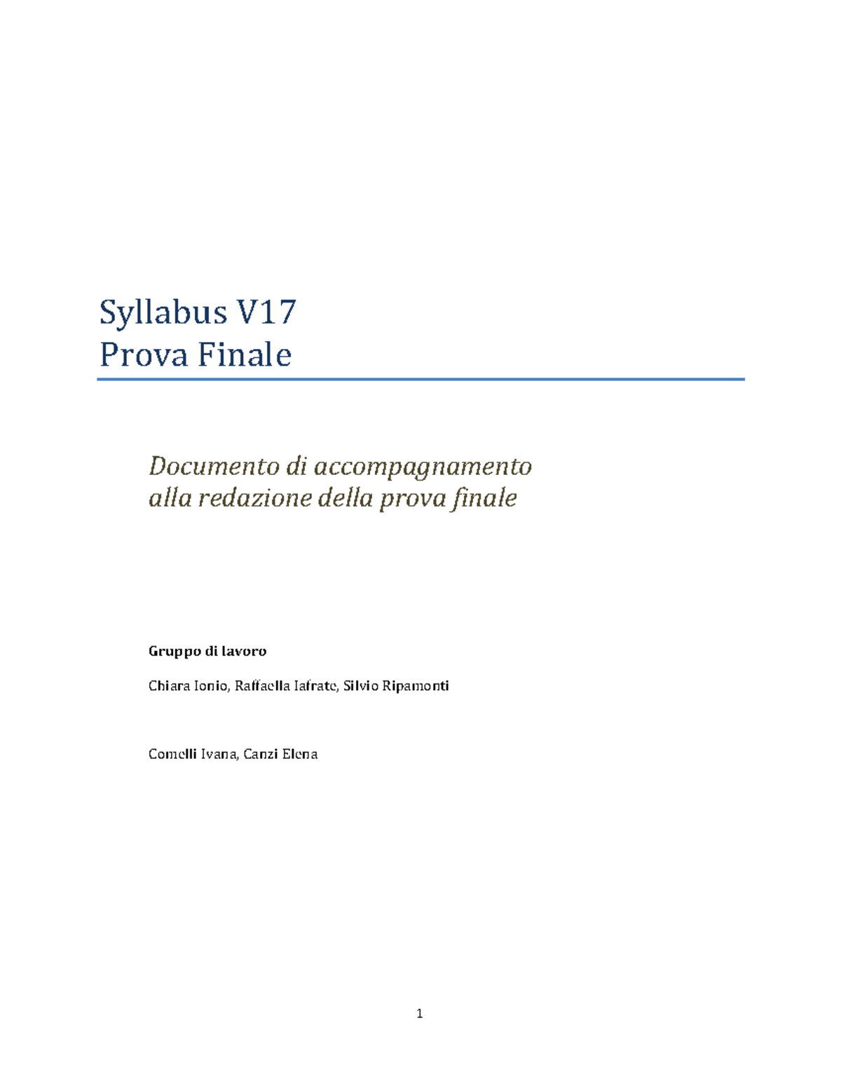 Syllabus V17: Guida alla Prova Finale per Laurea Triennale in ...