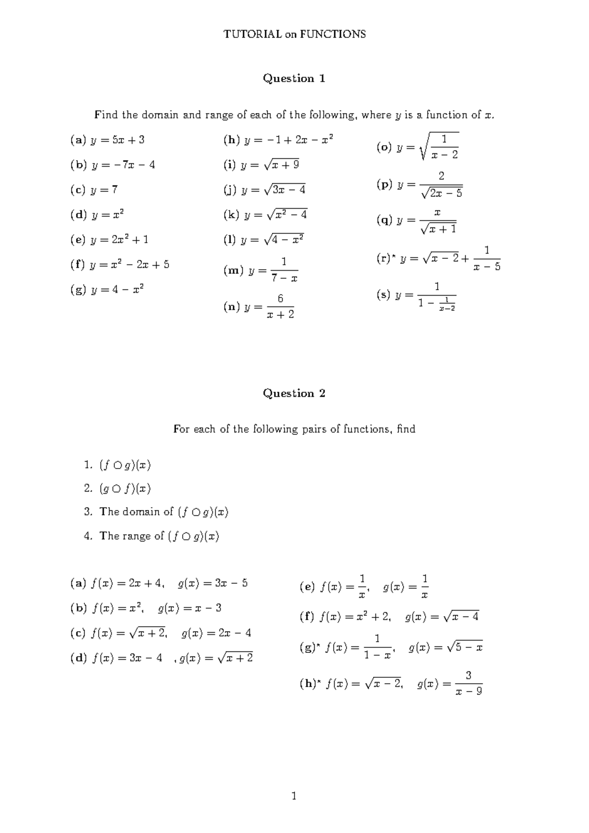 Domain and Range Tutorial (Friday Class): Functions Analysis - Studocu