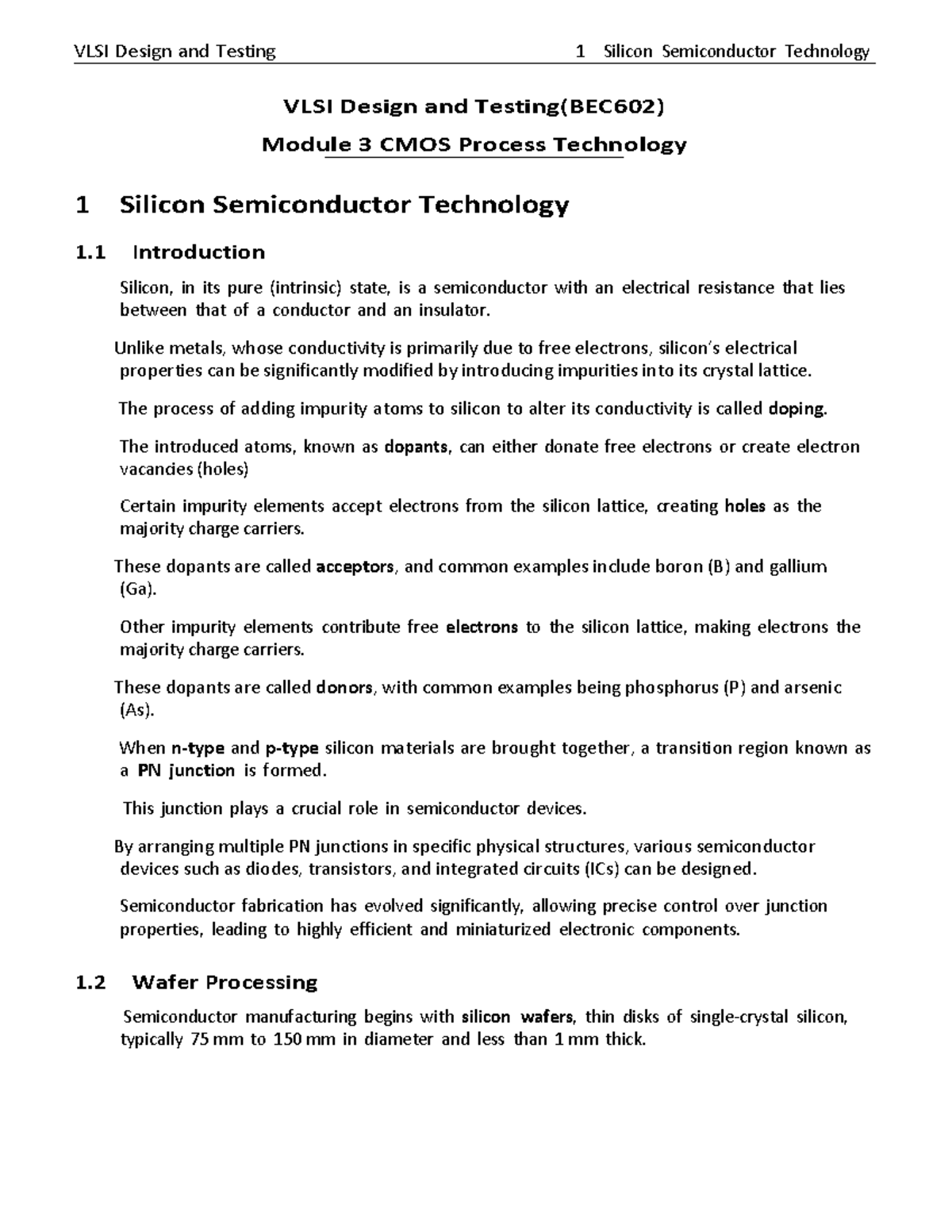 VLSI Design and Testing (BEC602) Module 3: CMOS Process Technology ...