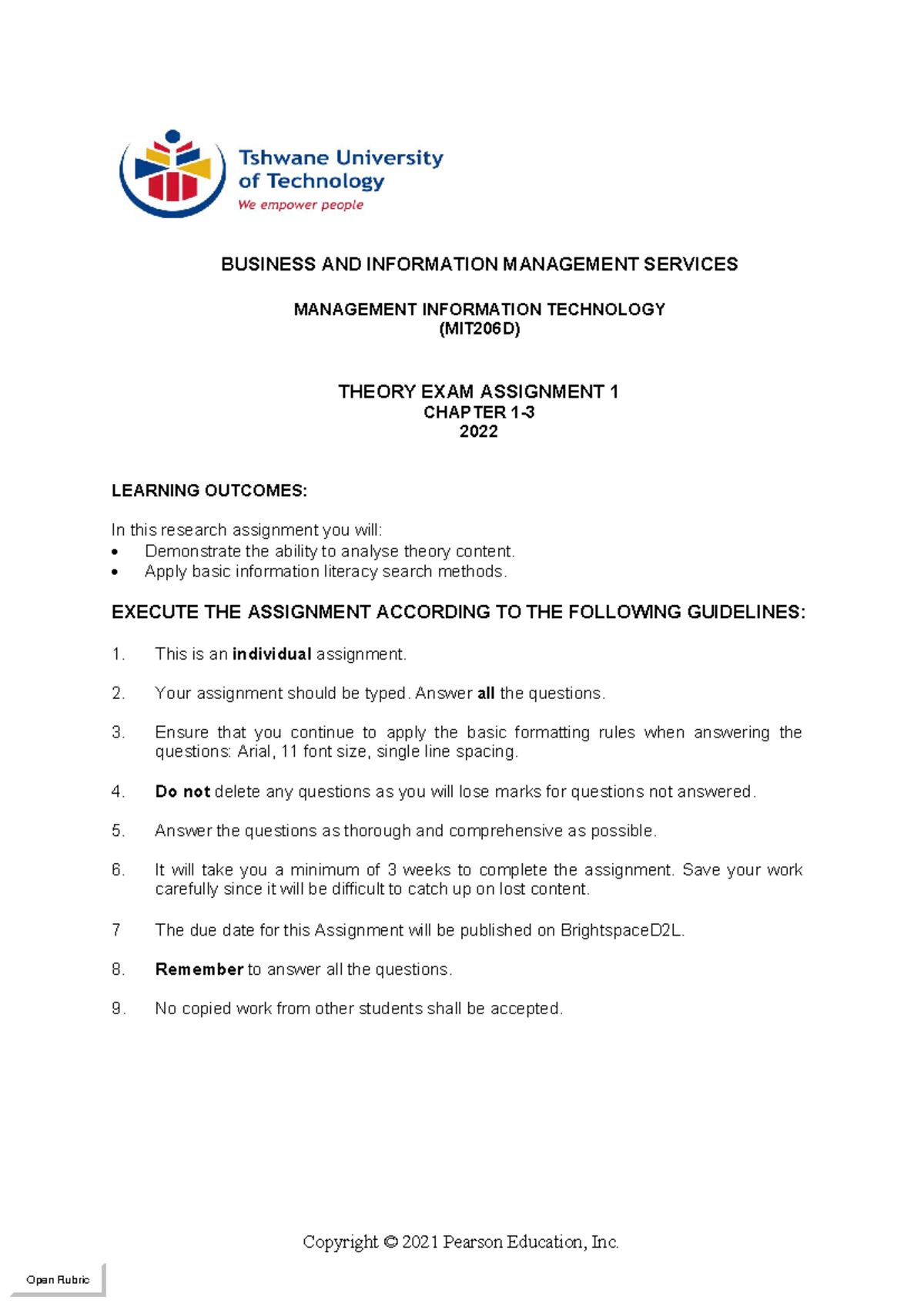 MIT206D Theory Exam Assignment 1: Key Insights & Guidelines - Studocu