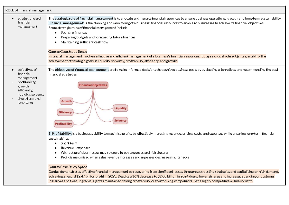 Business finance notes 1 - ROLE of financial management strategic role ...