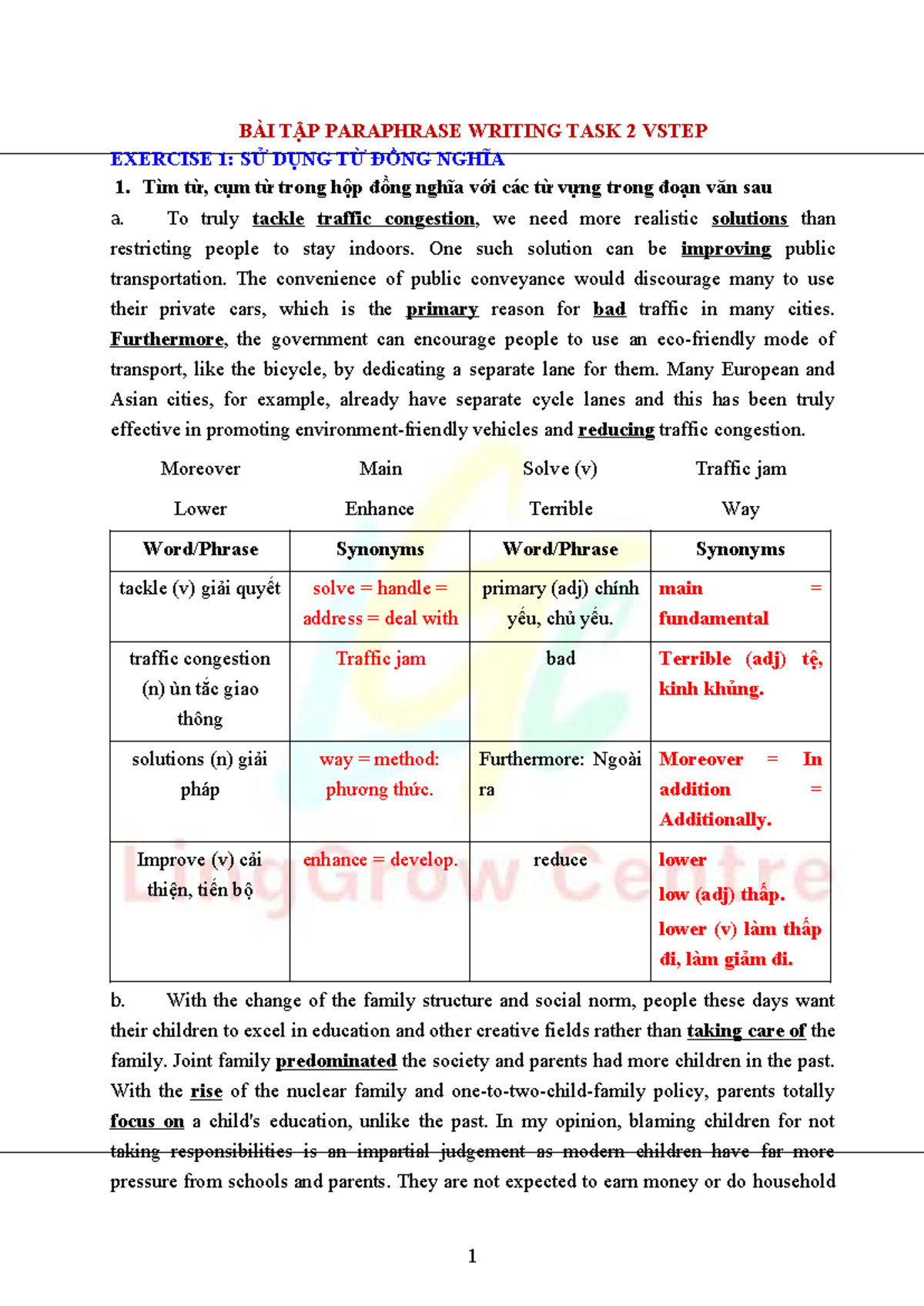 BÀI TẬP PARAPHRASE WRITING TASK 2 VSTEP: GIẢI ĐÁP VÀ THỰC HÀNH - Studocu