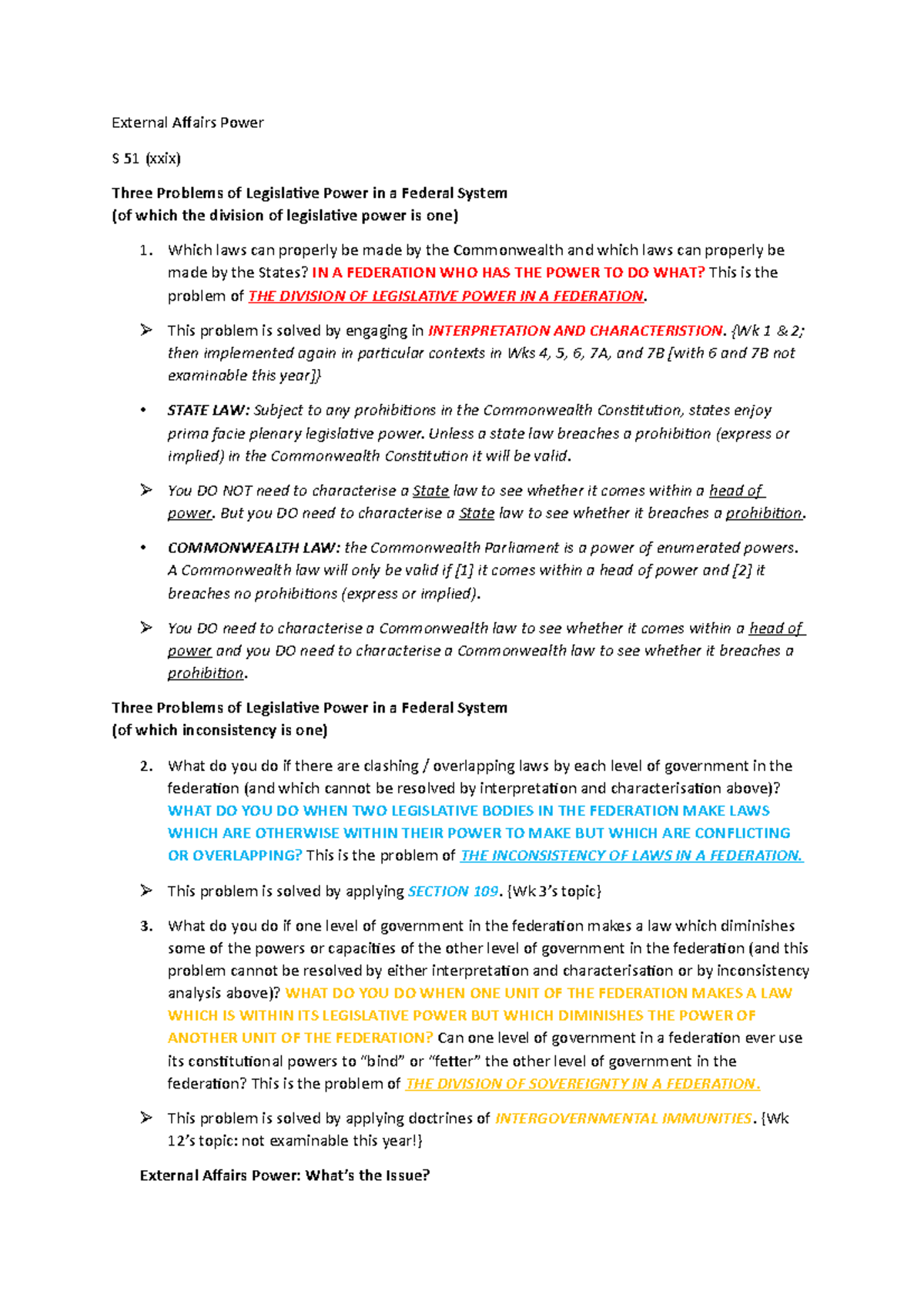 External Affairs Power, defence power - External Affairs Power S 51 ...