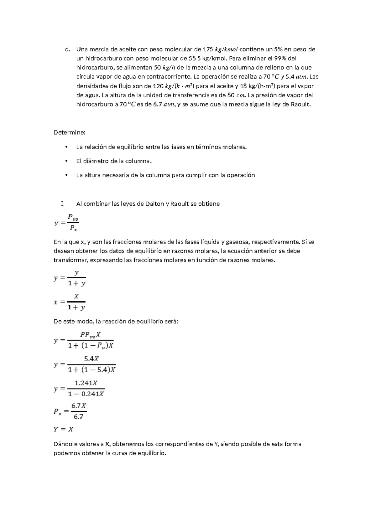 Fase 4 Ejercicio d: Equilibrio y Diseño de Columna de Relleno - Document Preview