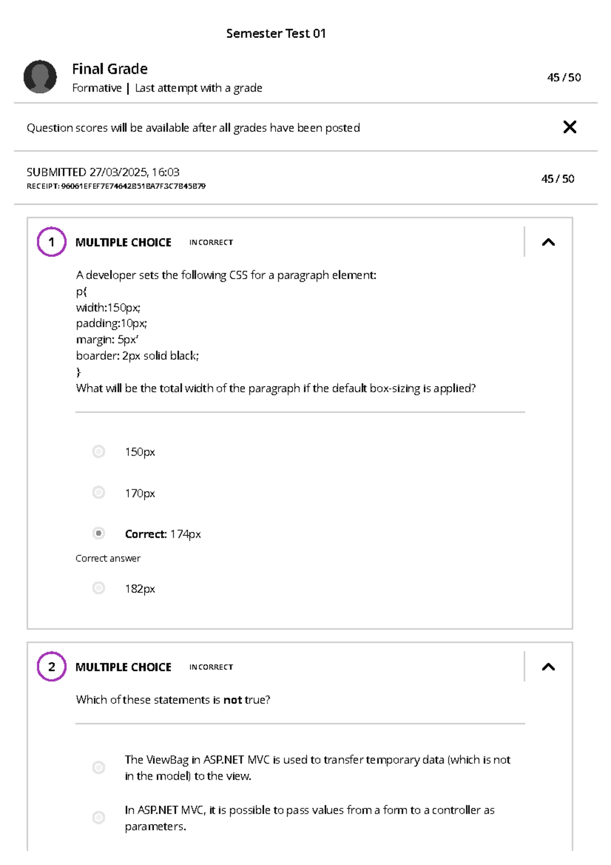 INF272 ST1 2025 - Semester Test 1 Feedback and Grade Form - Studocu