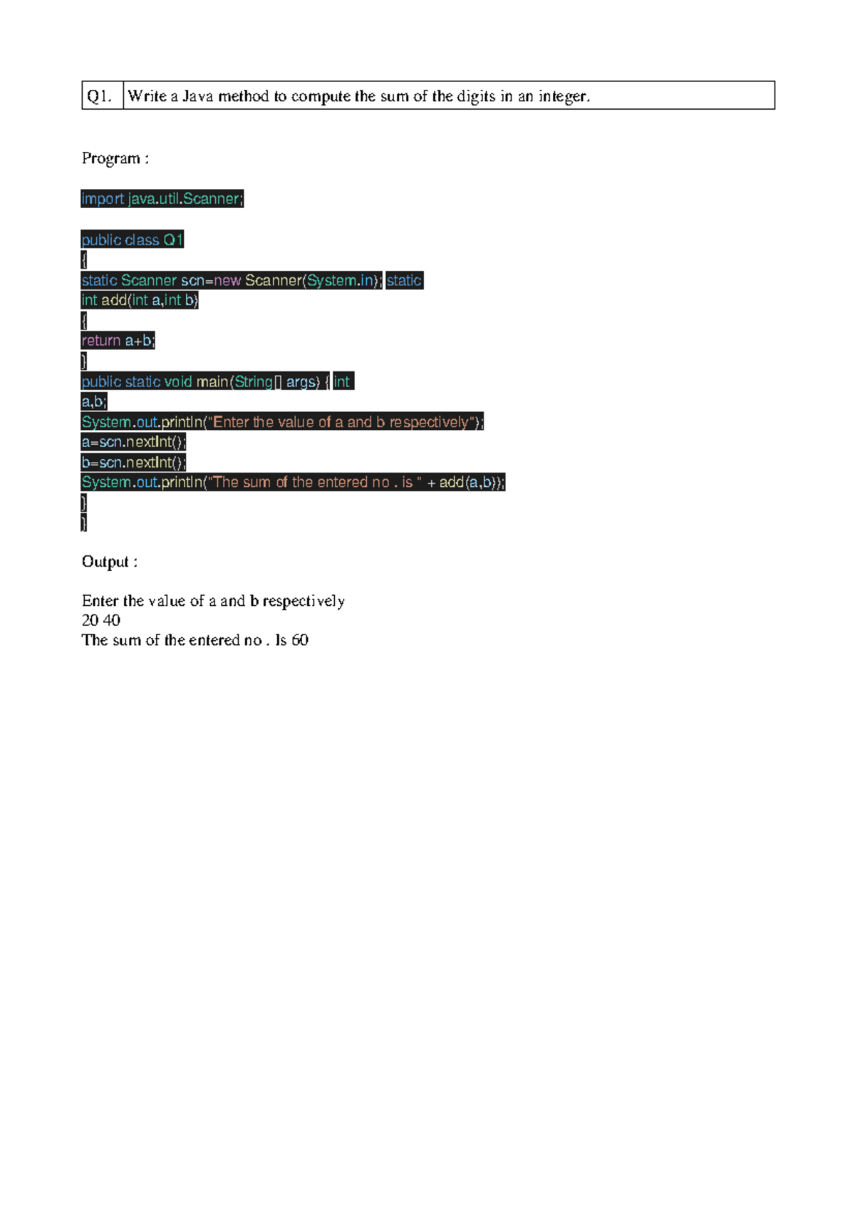 Java Programming Assignment 1: Methods, Classes, and Encapsulation ...