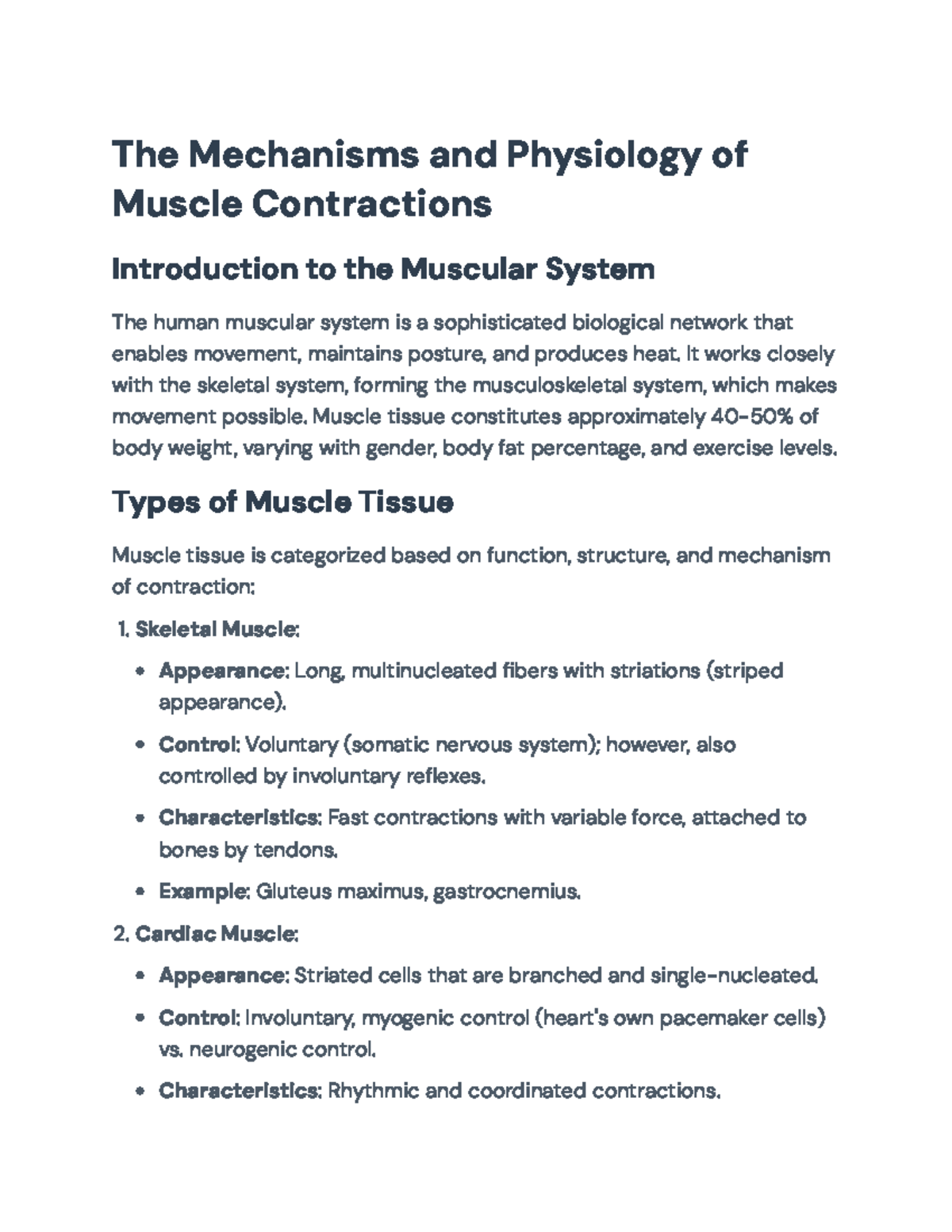 Muscle Contraction Mechanisms: Physiology and Pathology Insights - The ...
