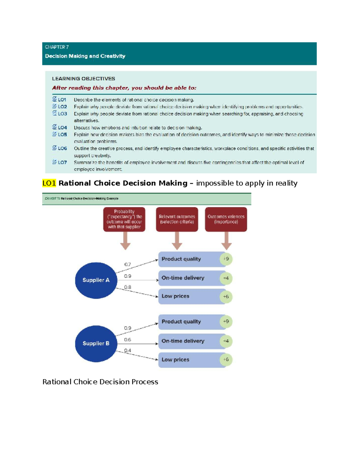 CH7 - Self Notes on Rational Choice & Decision Making Principles - Studocu