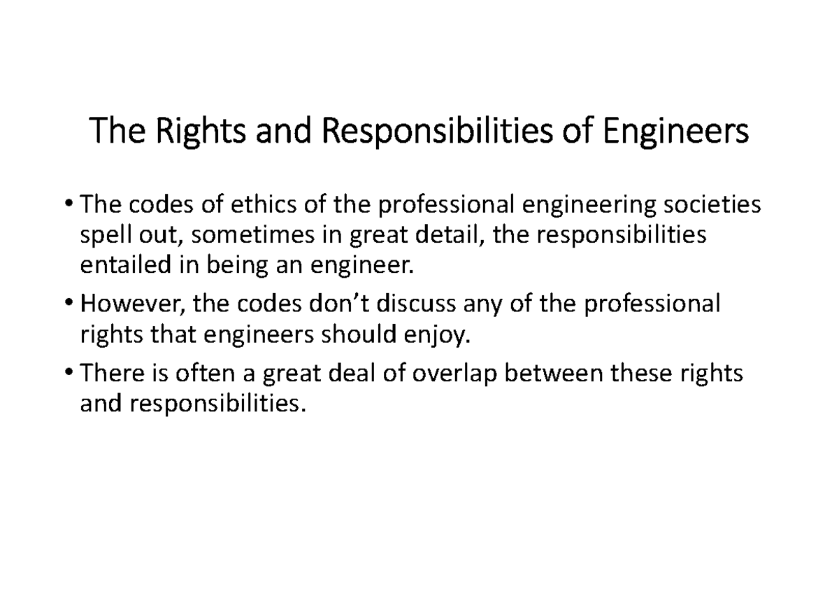 ENGR 251 - Lecture 11: Rights and Responsibilities of Engineers - Studocu