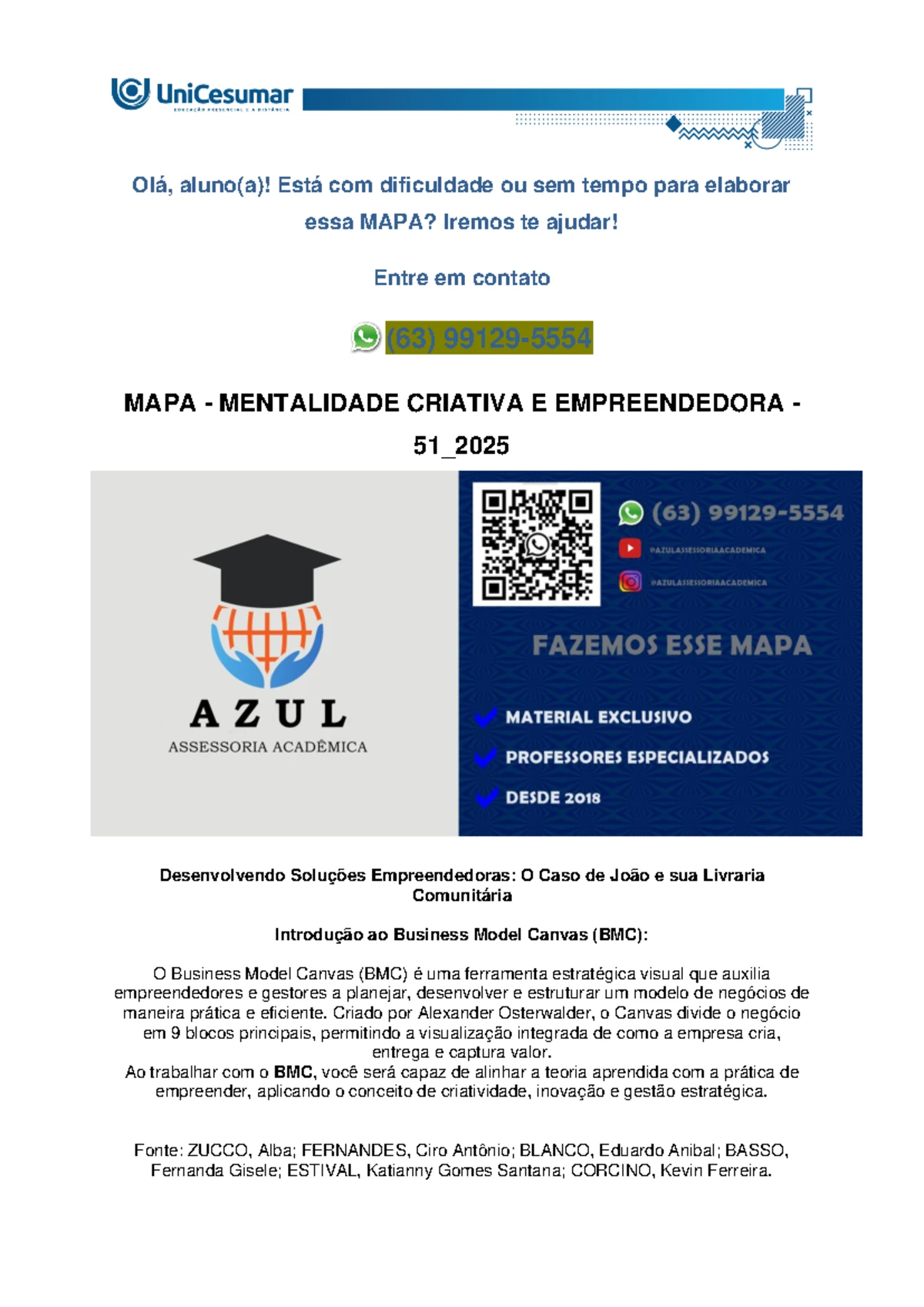 MAPA - Mentalidade Criativa E Empreendedora - 51 2025 2 - Olá, aluno(a ...