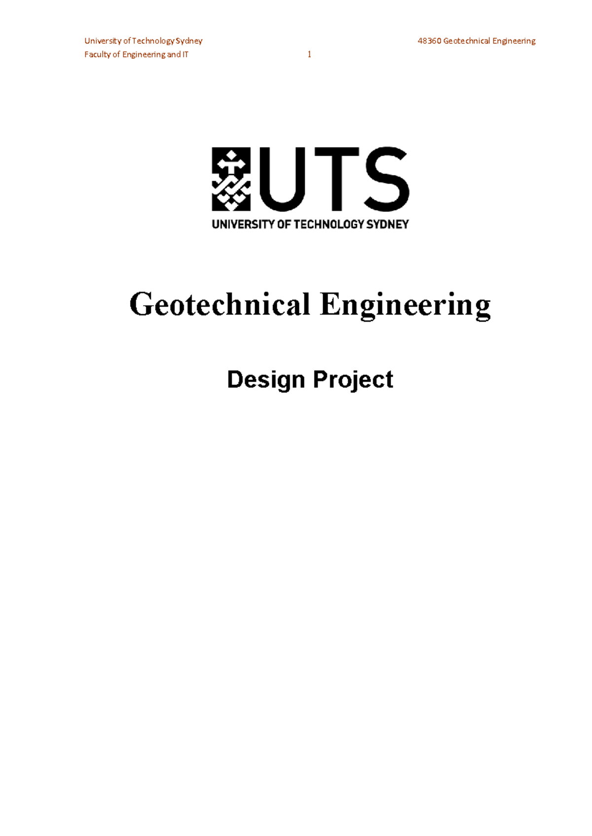 Design Project 2026a: Geotechnical Engineering 48360 Group Task Report ...