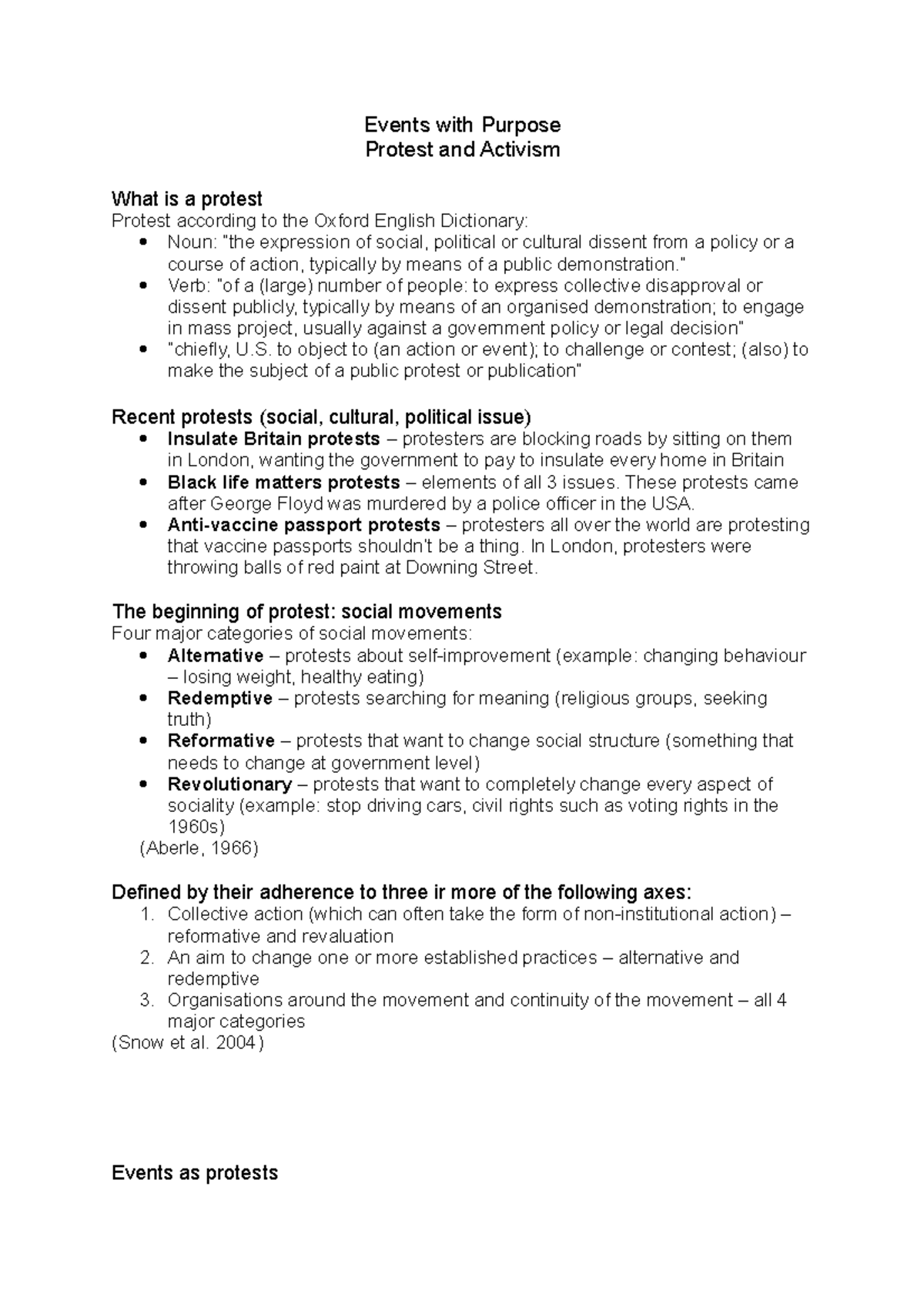 Protest and Activism: Exploring Events, Types, and Social Change - Studocu