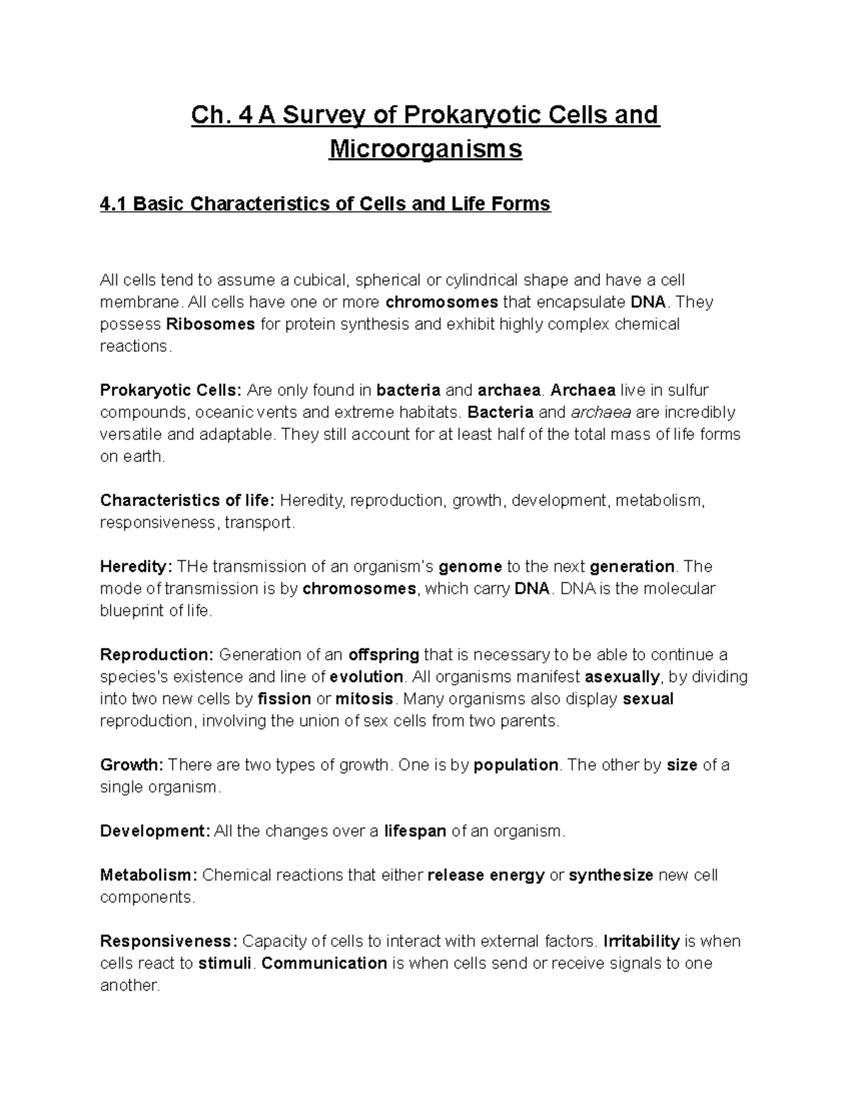 Ch. 4 Final Exam Notes: Prokaryotic Cells and Microorganisms Overview ...