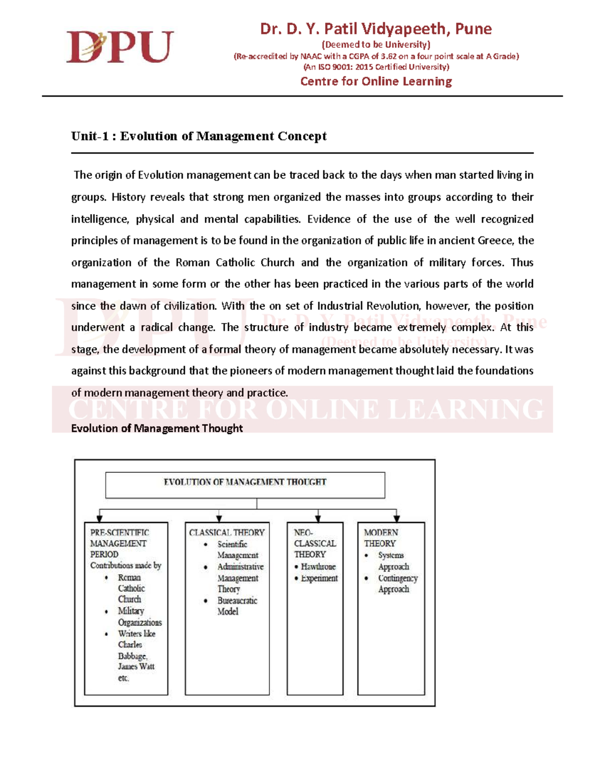 OMBC101 July 24: Evolution of Management Concepts and Theories - Studocu