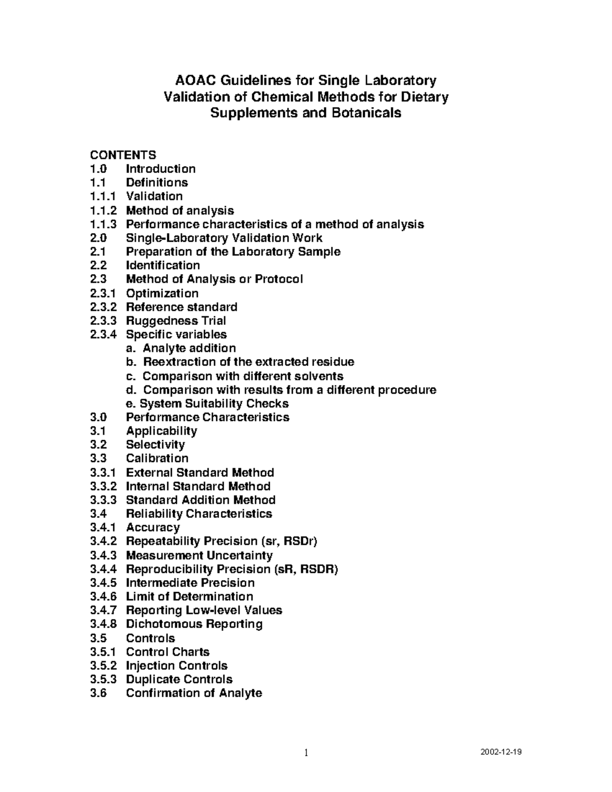 AOAC Guidelines for SLV of Dietary Supplements & Botanicals - Studocu