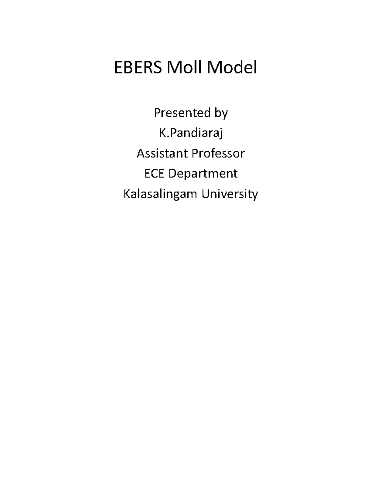 Ebers Moll Model for BJT Devices - ECE Lecture Notes - Studocu