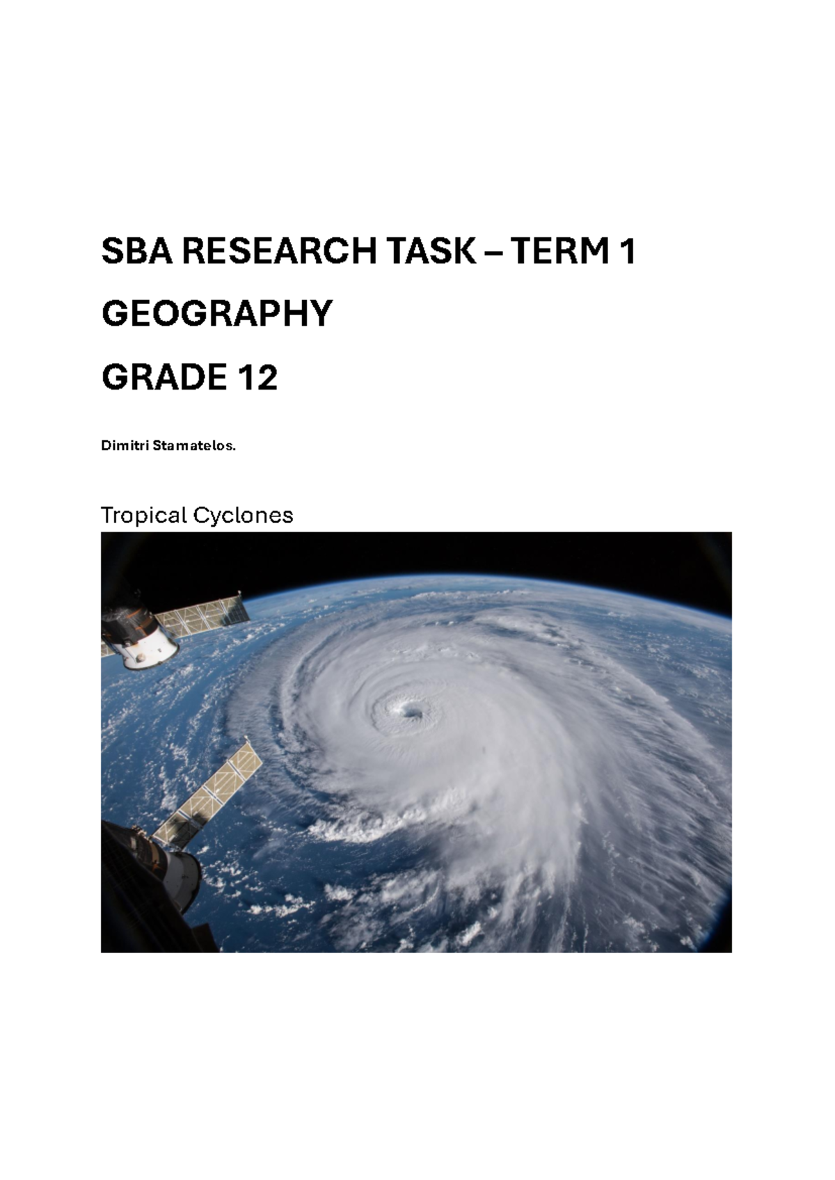 SBA Research TASK - SBA RESEARCH TASK – TERM 1 GEOGRAPHY GRADE 12 ...