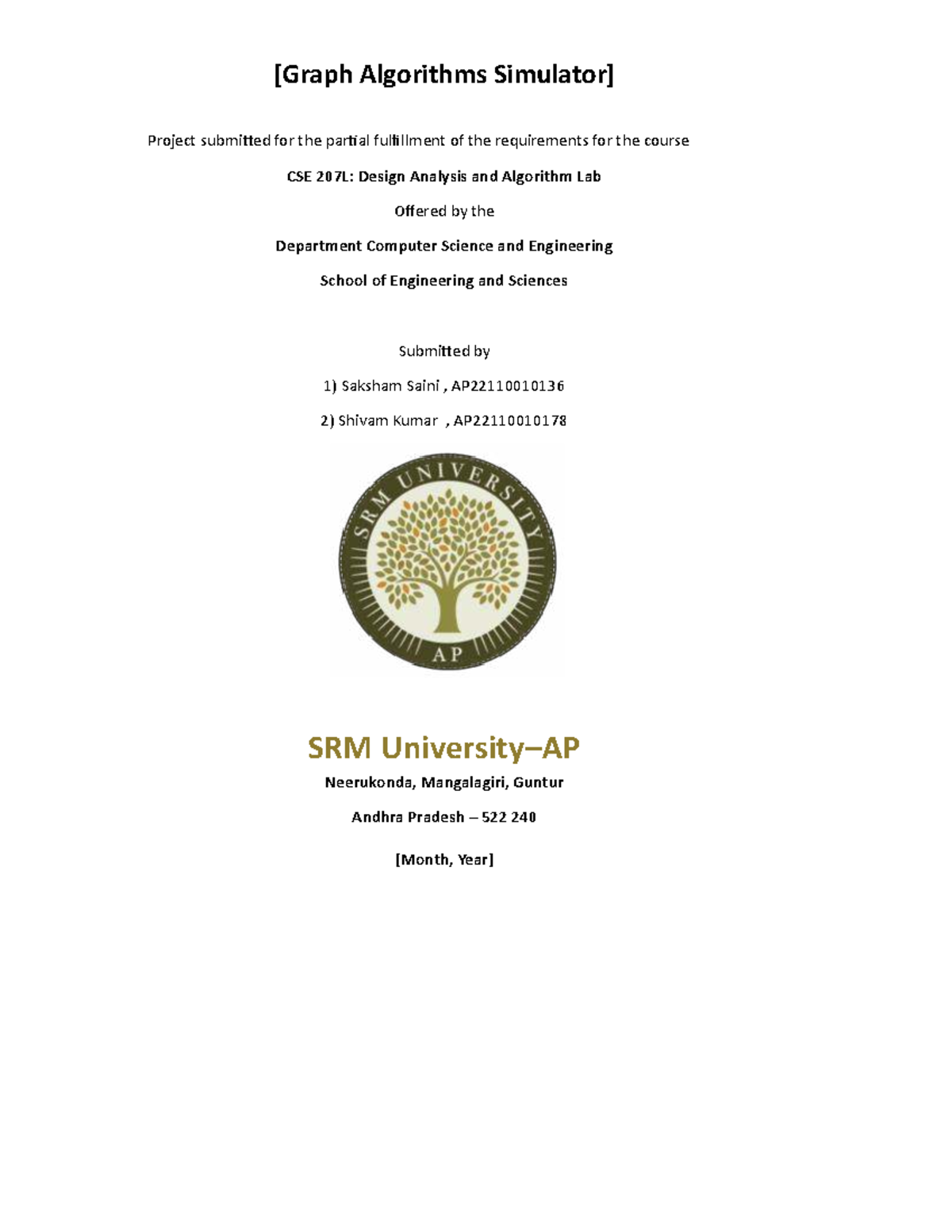 CSE 207L: Graph Algorithms Project Report and Simulator - Studocu