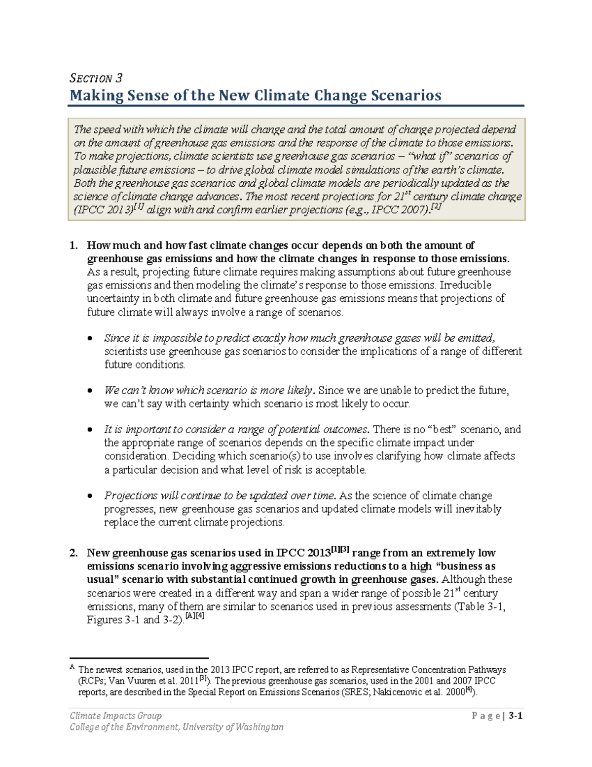 Making Sense of the New Climate Change Scenarios, snoveretalsok 2013 ...