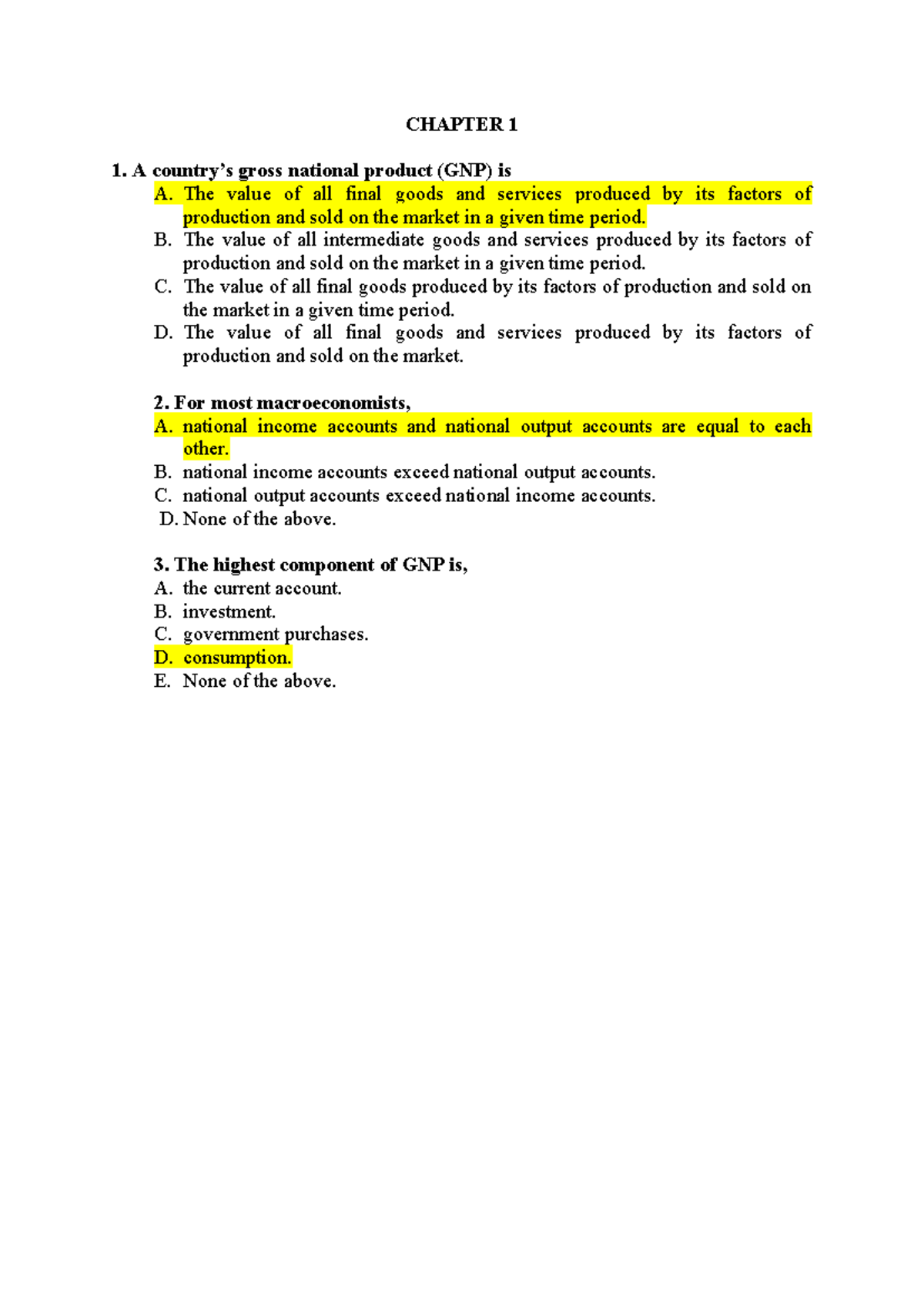 MCQs on GNP, Exchange Rates, and Money Supply - ECON 101 - Studocu