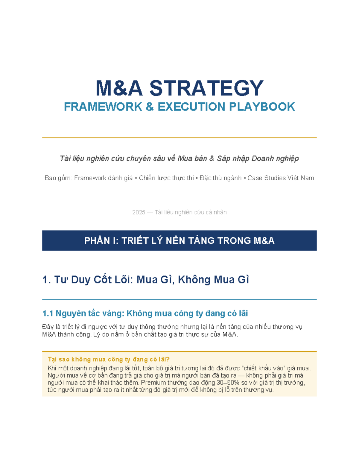 MA Framework Playbook: Chiến Lược Mua Bán Sáp Nhập Doanh Nghiệp 2025 ...