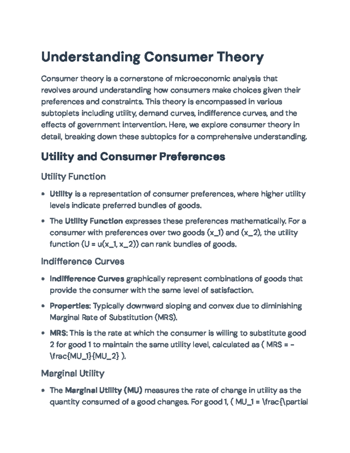 Understanding Consumer Theory in Microeconomics: Key Concepts ...