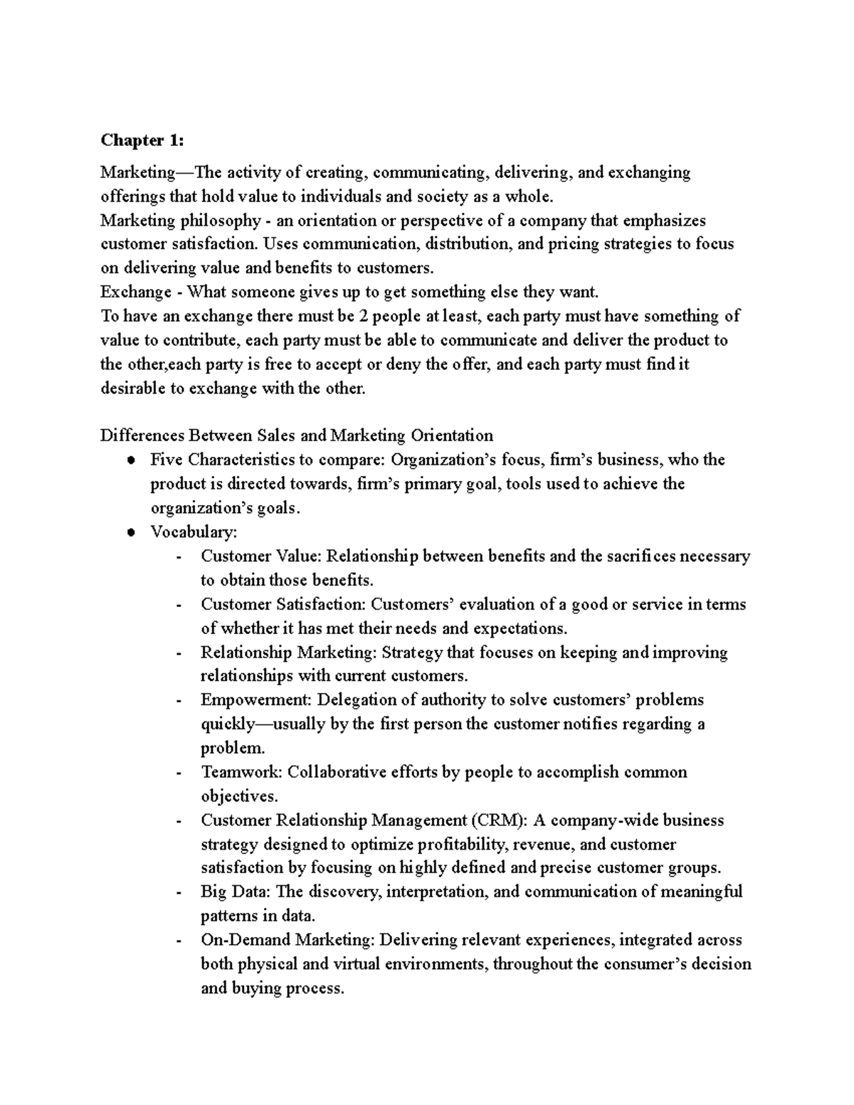 Principles of Marketing Midterm Study Guide (MKT 101) - Studocu