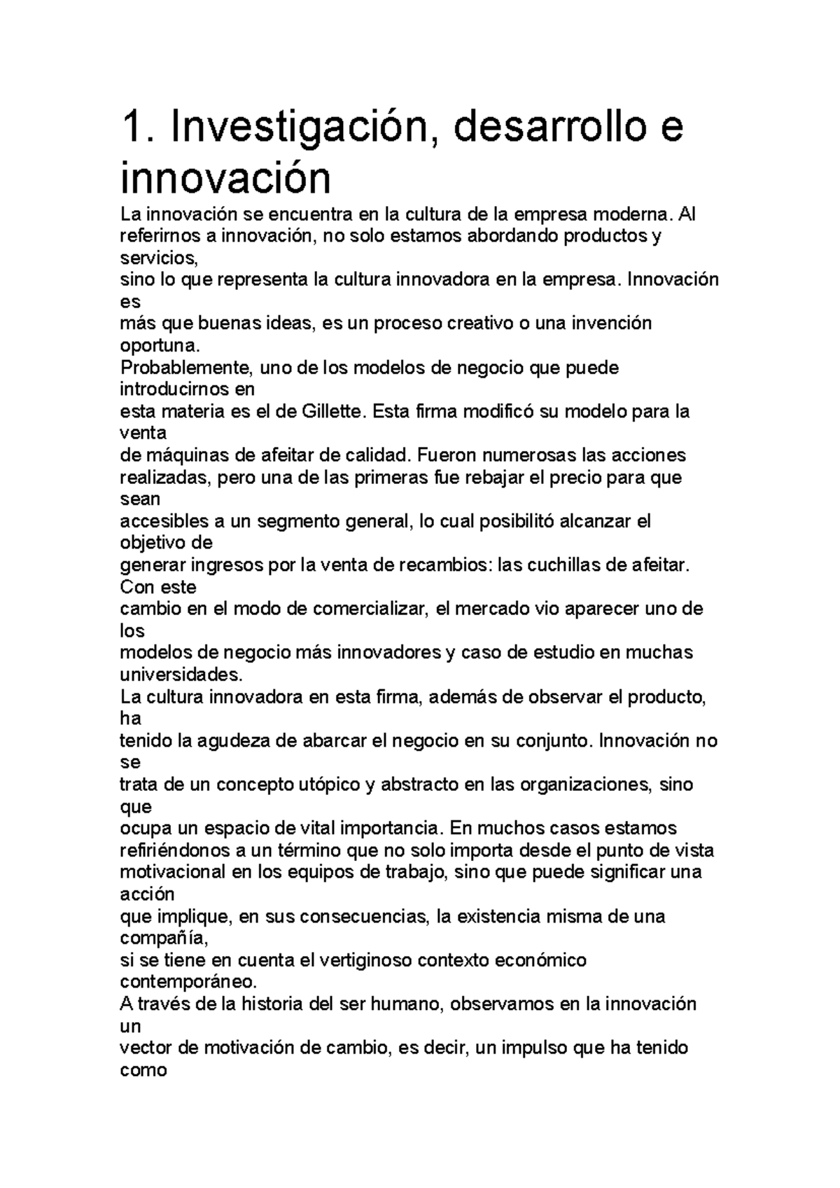 Resumen Introducción a la Innovación M1: Lecciones 1 y 2 - Studocu