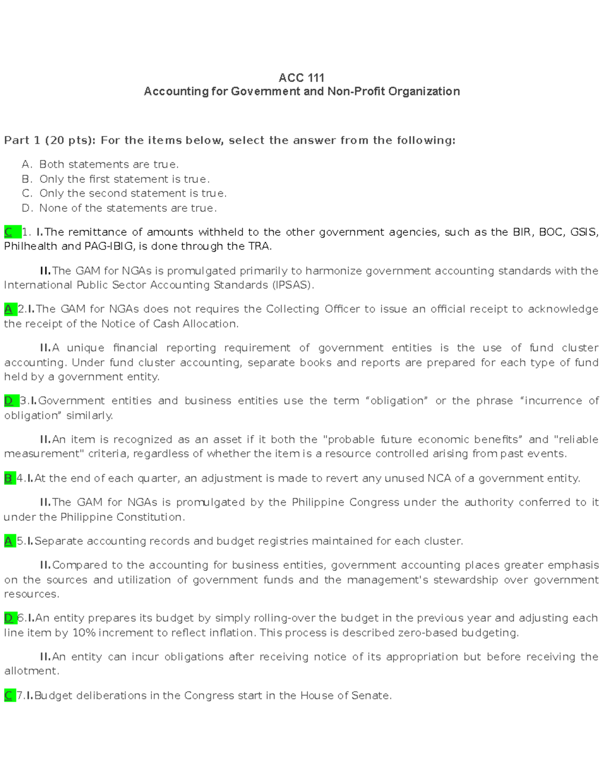 ACC 111 - Prelim Reviewer for Government Accounting Standards - Studocu