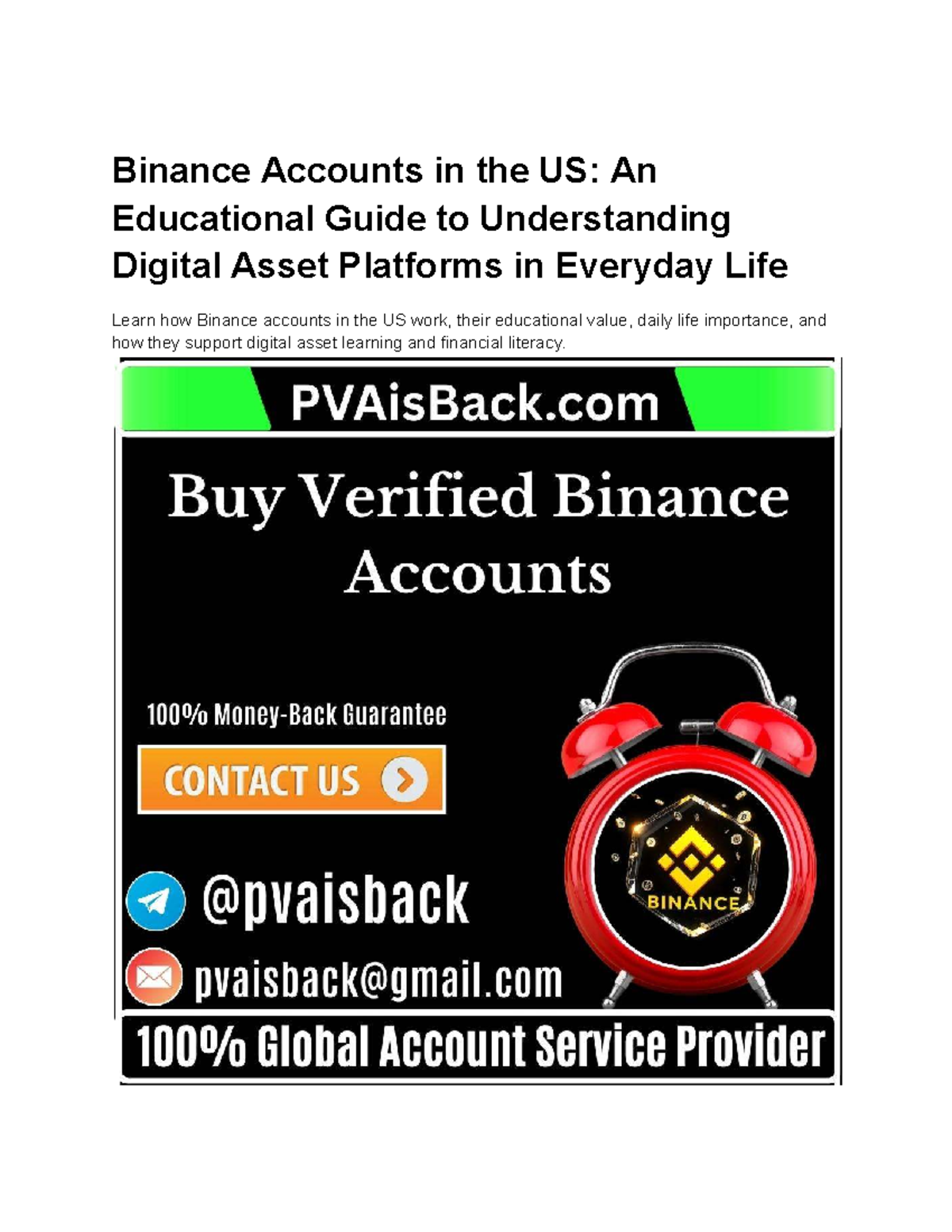 Educational Guide: Understanding Binance Accounts in the US - Studocu