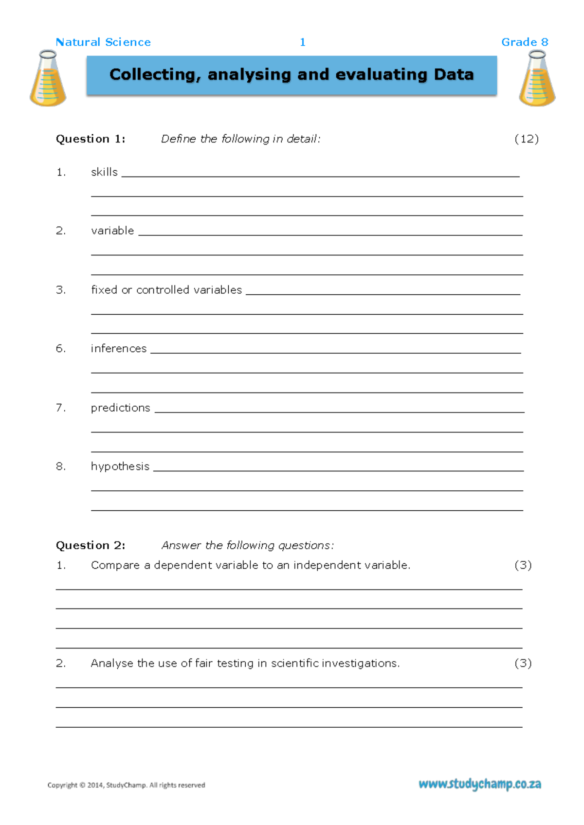 Natural Science 1 Grade 8 Test: Data Collection & Analysis Practice ...