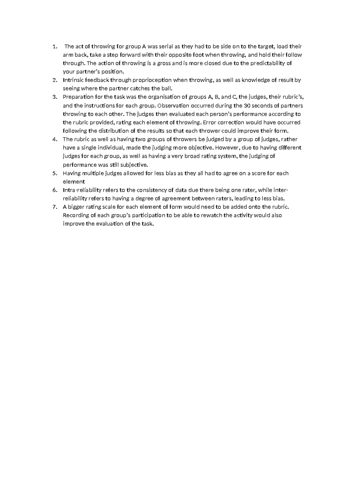 Prac Questions on Throwing Techniques and Judging - ABCD - Studocu