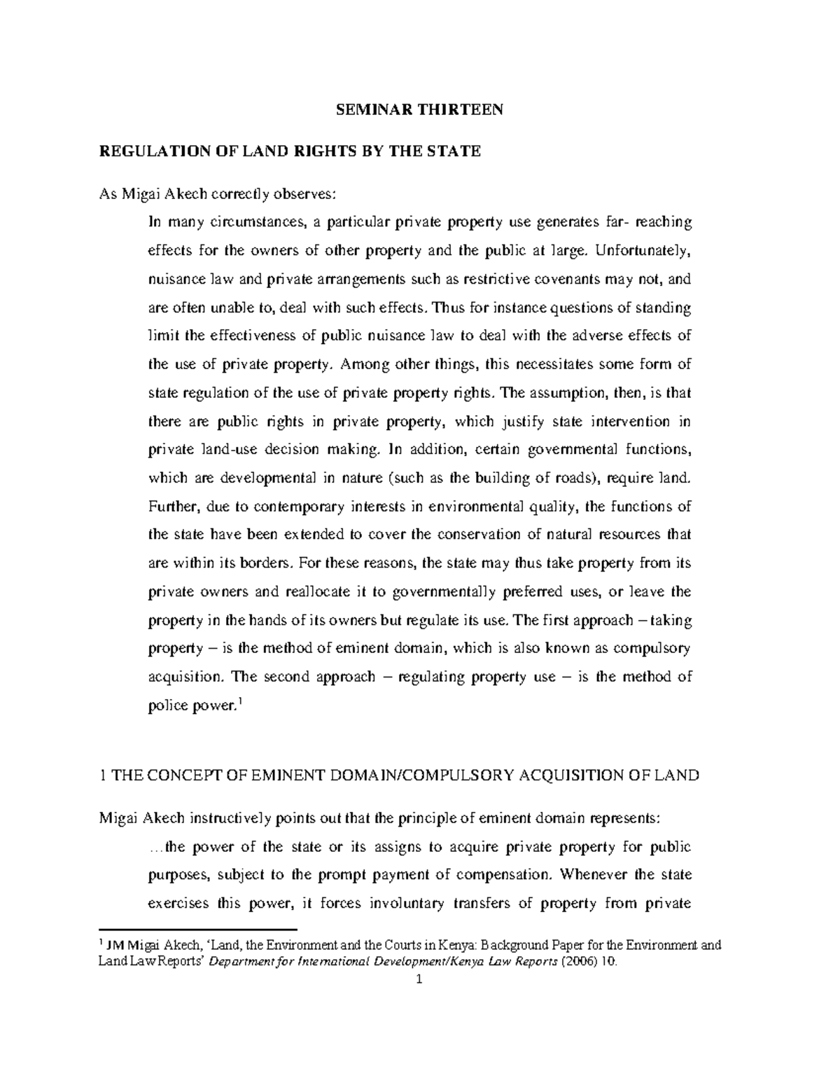 Seminar 13: Regulation of Land Use & Adverse Possession Principles ...