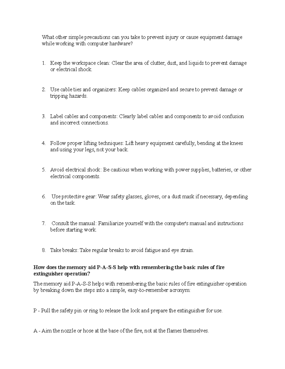Lab Safety Assignment - Practical Tips for Computer Hardware Safety ...