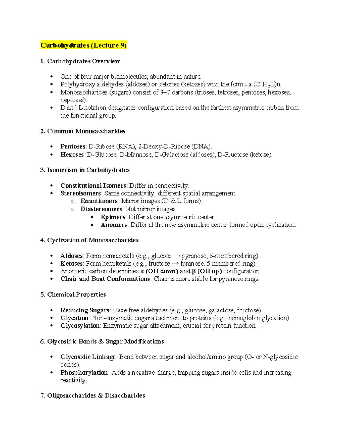 Biochemistry Lecture Notes (Lecture 9-15) - Studocu