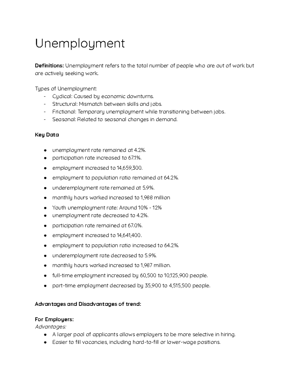 Unemployment Overview: Definitions, Types, and Key Data (sgeg) - Studocu