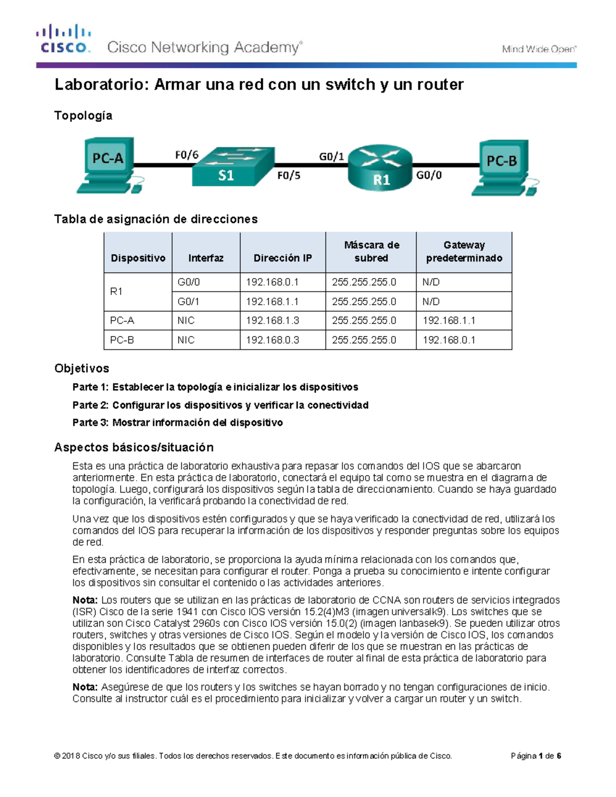 Laboratorio 8: Configuración de Red con Switch y Router CCNA - Studocu