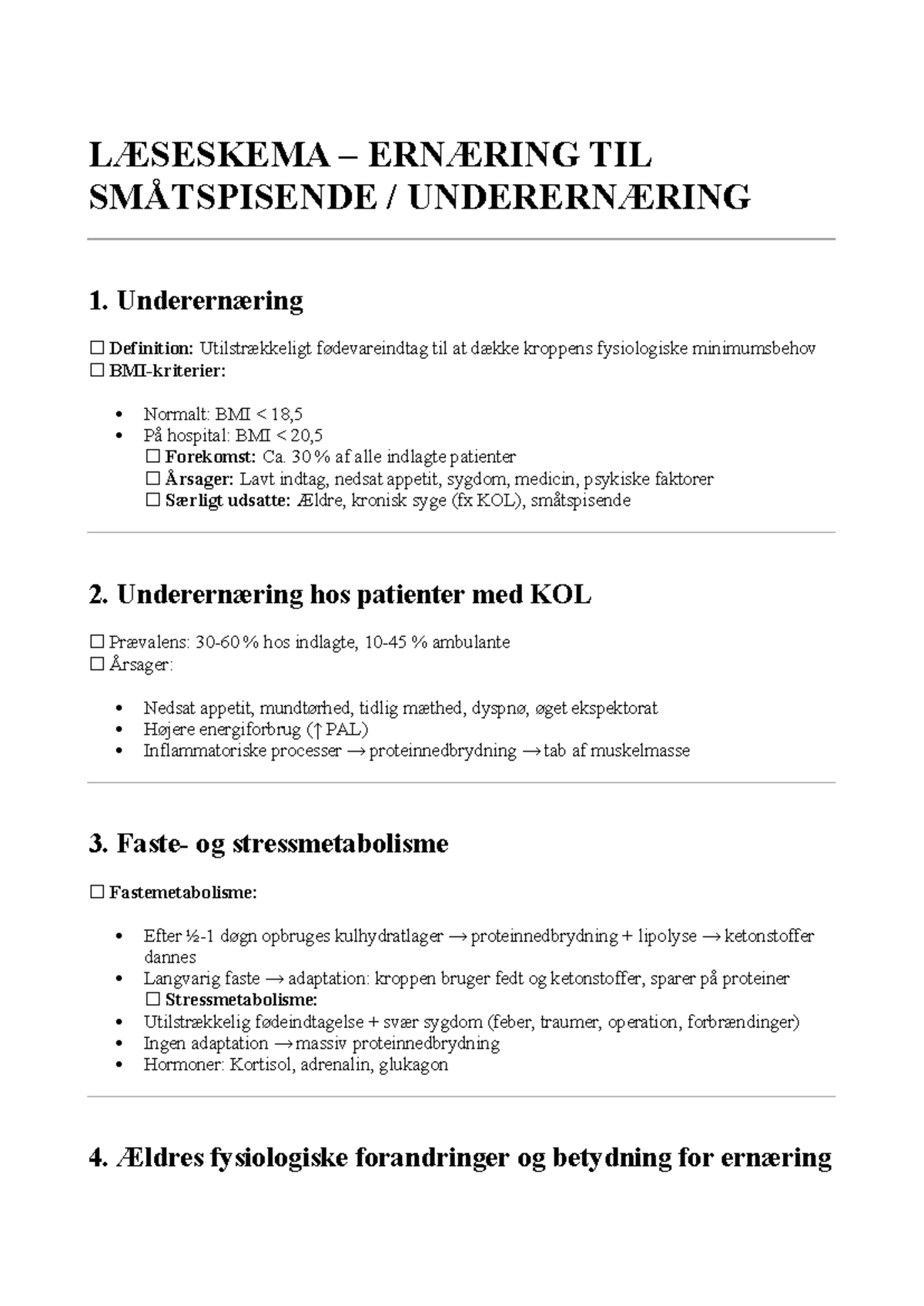 Læseskema – Ernæring til Småtspisende: Underernæring og Behandling ...