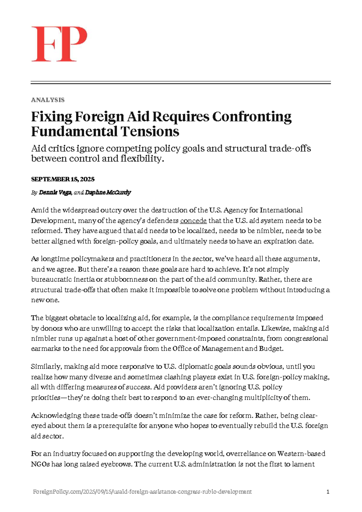 Fixing U.S. Foreign Aid: Addressing Policy & Implementation Challenges ...