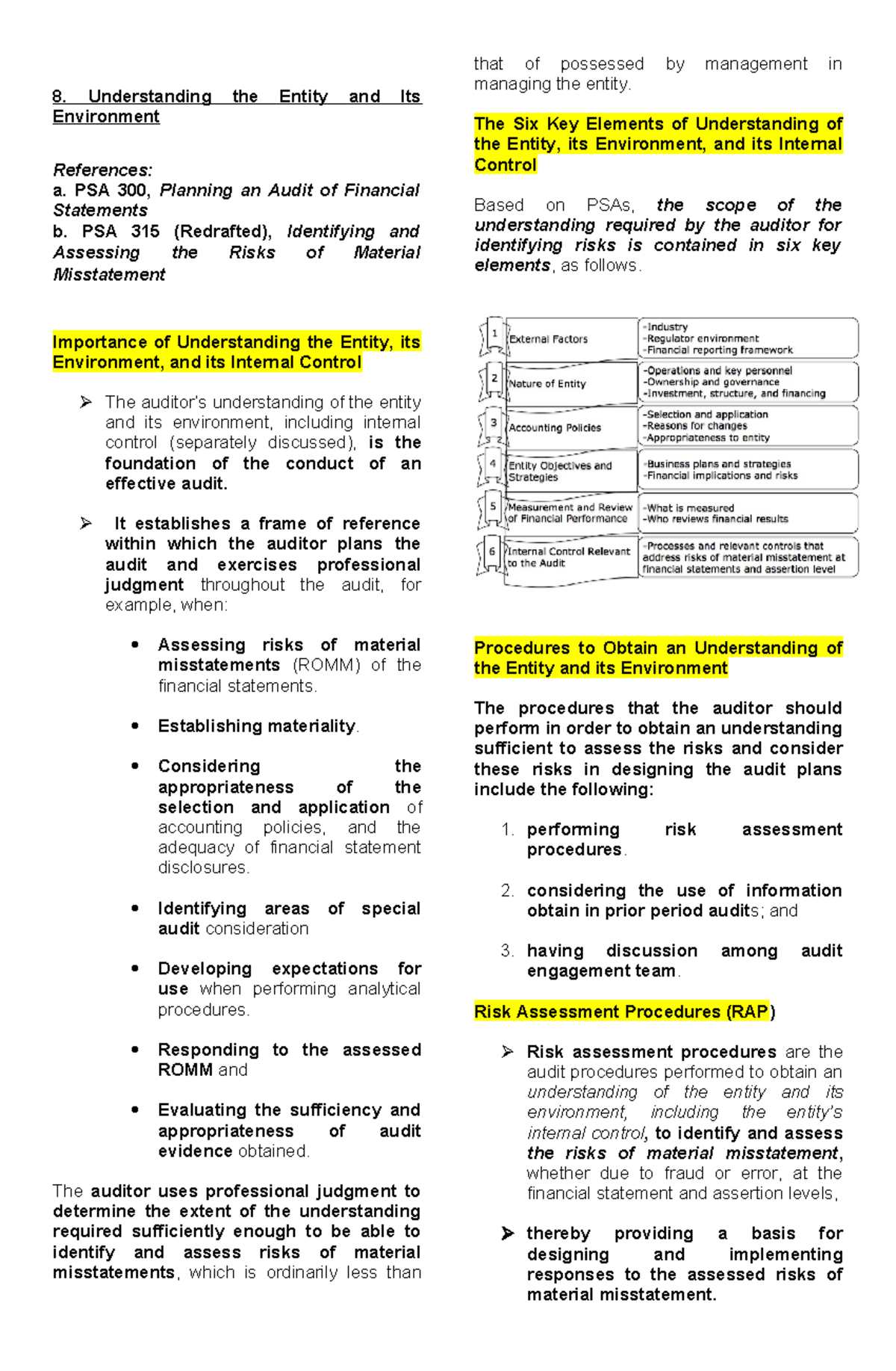 Understanding the Entity and Its Environment in Audit Procedures (ACCT ...