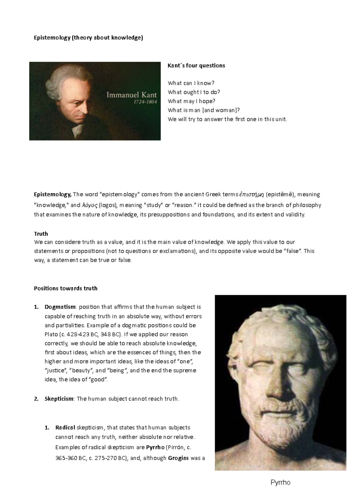 Epistemology: Understanding Knowledge and Truth - Apuntes Filo - Studocu