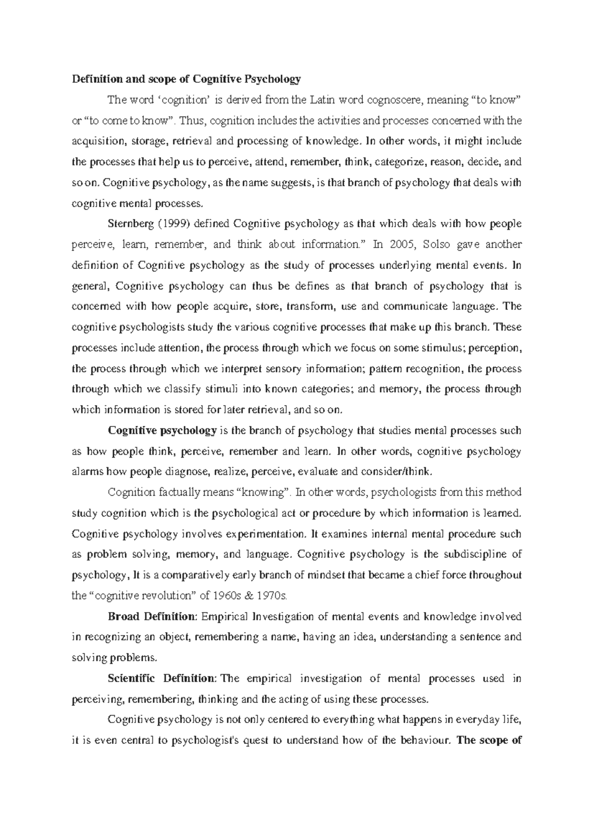 Cognitive Psychology: Definition, Scope, and Historical Context ...