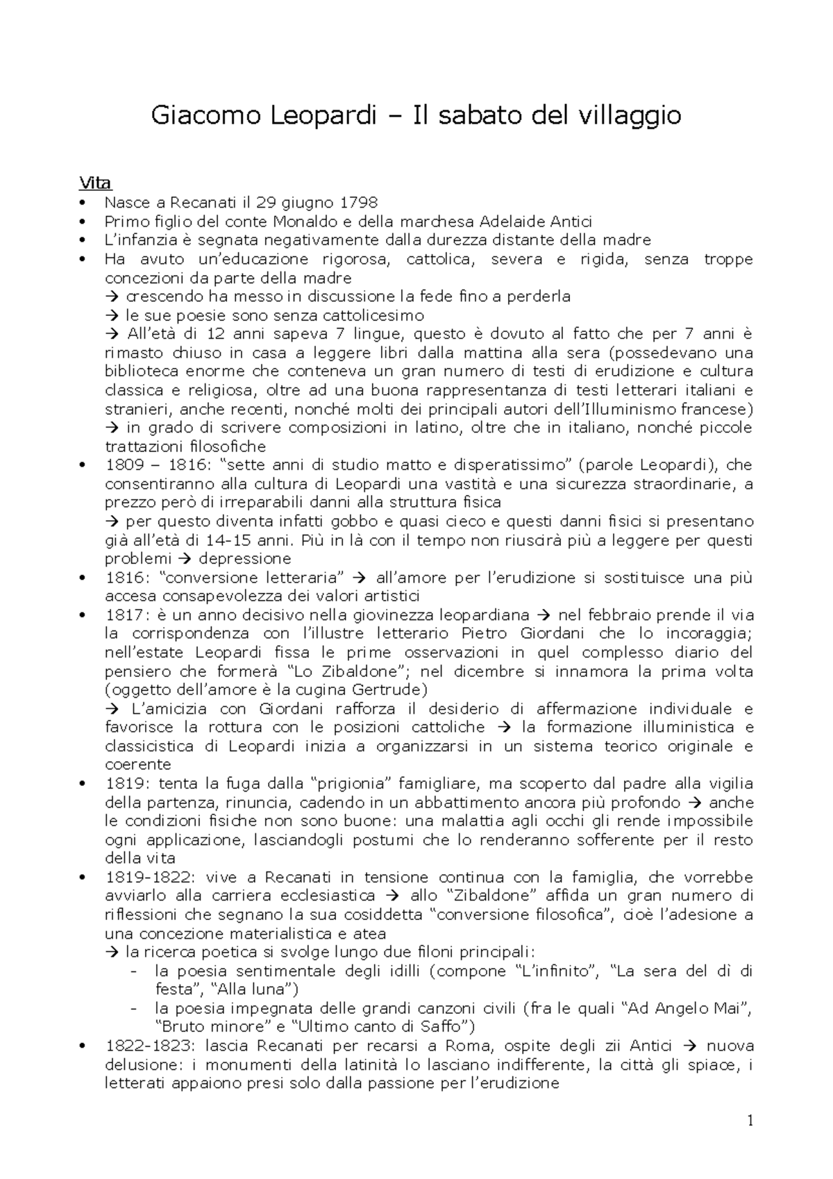quello del villaggio è di leopardi