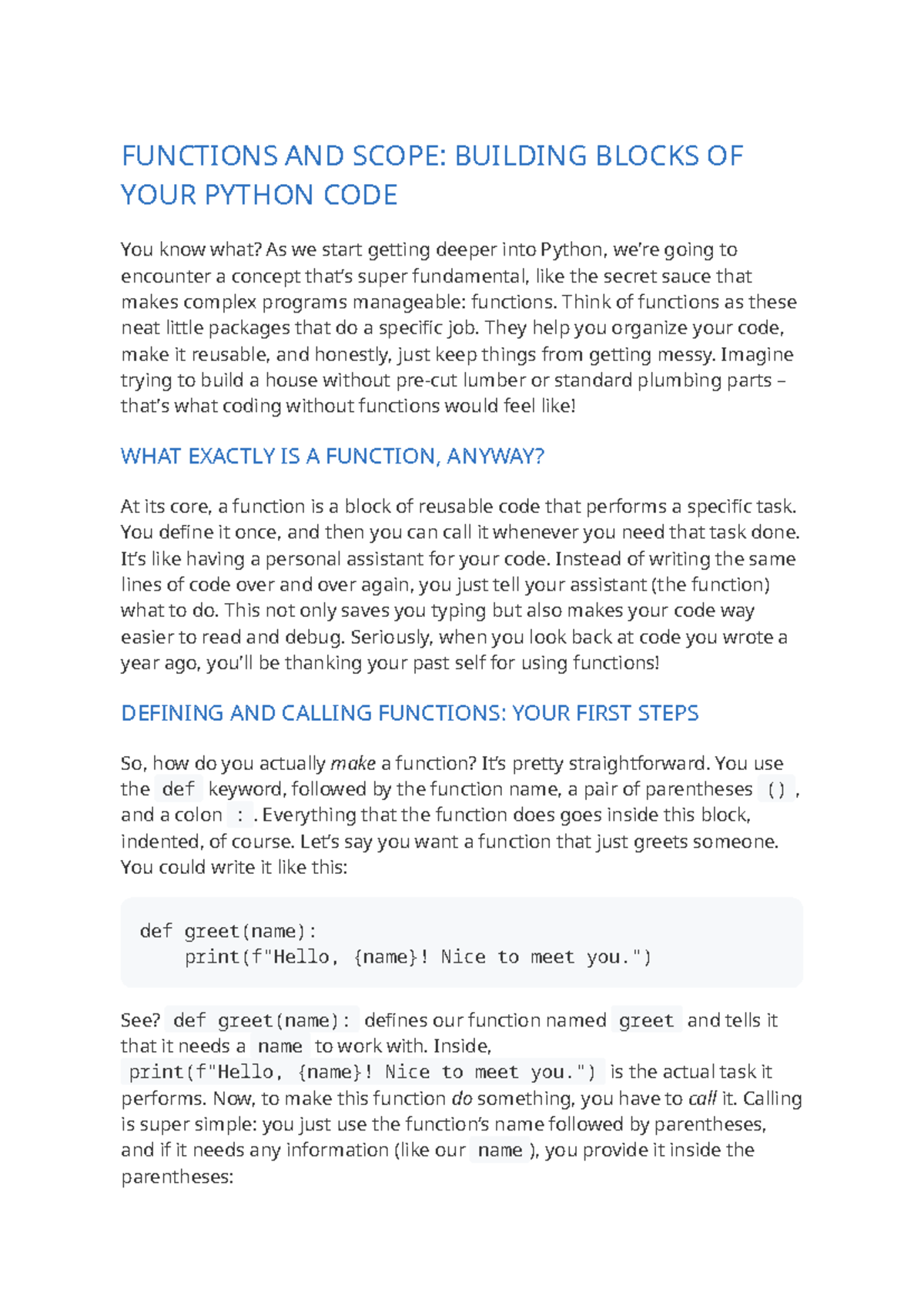 Functions and Scope in Python: Key Concepts Explained - Studocu