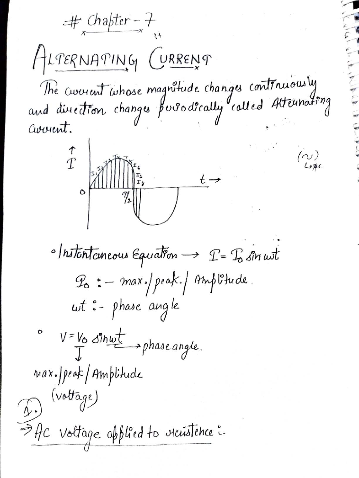Ch 7 - Class 12 Notes on Alternating Current (AC) Concepts - Studocu